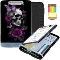 Clipboard with Storage,Clip Boards 8.5X11 with Storage & Pen Holder,Heavy Duty Plastic Nursing Clipboards Foldable,Coaches Clipboard Folder Case,School Office Supplies，Sugar Skull Butterlies Floral