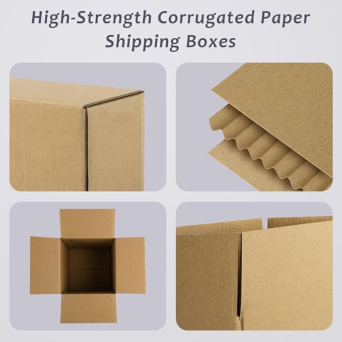 Frametory 7x7x7 Pack of 28 Corrugated Cardboard Packing Shipping Mailing Moving Carton Boxes, Brown