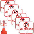 Geetery 6 Pcs No Parking Signs Traffic Cone, 12.6 x 10.43 Inches Plastic Traffic Cone Top Warning Sign for Road Barricade Outdoor Construction Waterproof