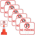 Geetery 6 Pcs No Parking Signs Traffic Cone, 12.6 x 10.43 Inches Plastic Traffic Cone Top Warning Sign for Road Barricade Outdoor Construction Waterproof