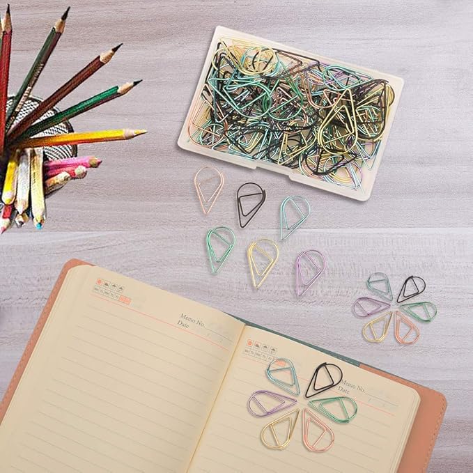 Multicolor Paperclips Metal Paper Clips Colored Paper Clamp Note Clips for School Office Wedding (100 Pieces)