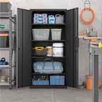 LUCYPAL 72" H Garage Storage Cabinet,Metal Storage Cabinet with Doors and 4 Adjustable Shelves,Steel Locking Cabinets for Home Office,Garage,School,Black