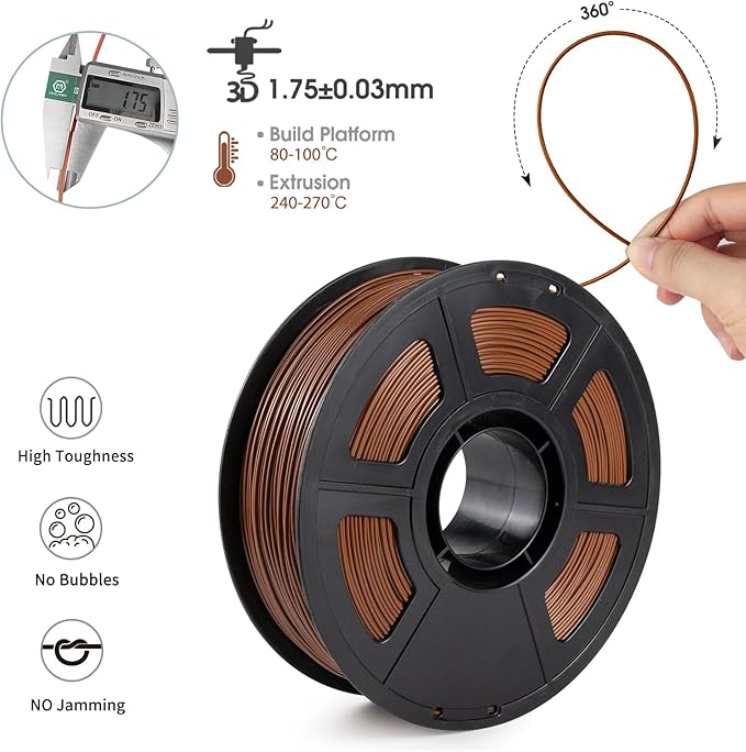 iSANMATE ASA Filament 1.75mm Brown 1KG, UV & Weather Resistant 3D Printer Filament Perfect for Outdoor Functional Parts, Dimensional Accuracy +/- 0.02mm, 1kg Spool (2.2lbs)