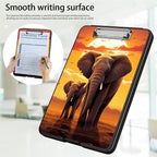 Clipboard with Storage,Office Supplies Nursing Clipboards Folder with Pen Holder Plastic Foldable Clip Board with Storage for Nurse Teacher,Sunset Elephant