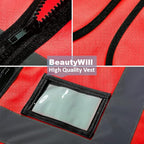 BeautyWill Custom Logo Safety Vest Class2 High Visibility Reflective Vest Breathable Construction Vest