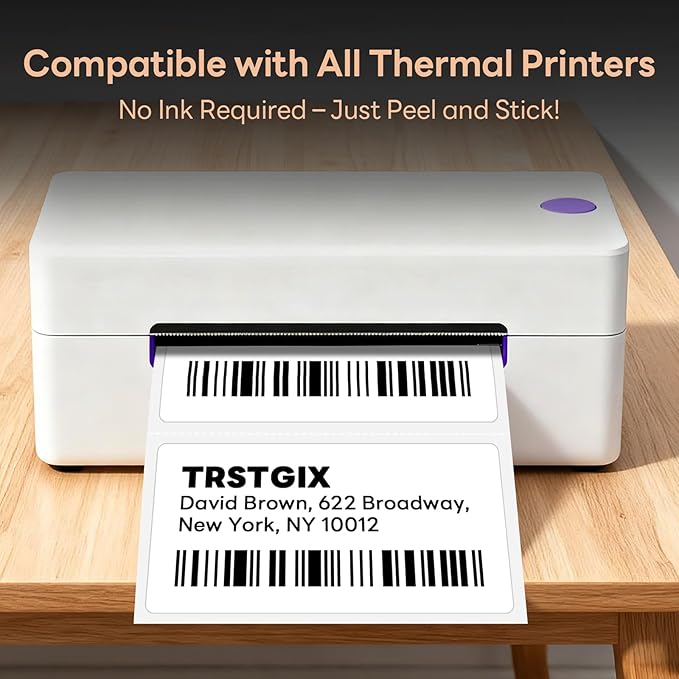 4" x 2" Direct Thermal Labels, Strong Adhesive Barcode & Return Address Stickers Compatible with Zebra, Rollo, Munbyn & Most Desktop Thermal Printers (12 Rolls / 9,000 Labels), TRSTGIX