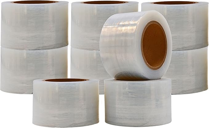 WOD SFCB80 Stretch Film Wrap Self-Adhering - 3 in x 1000 Ft - Clear Shrink Plastic 80 Gauge Thick for Packaging, Storage Moving Supplies, Palletizing, and Wrapping (Pack of 9)