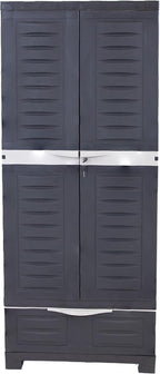 Sunnydaze Lockable Storage Cabinet - Indoor or Garage Storage Cabinet with 3 Adjustable Shelves - 57.5" H - Garage, Office, Home, Laundry Room - Shadow