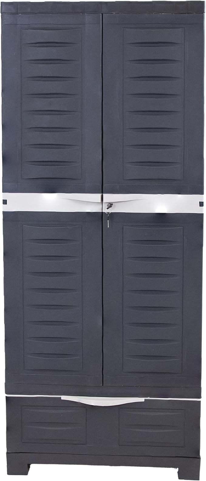 Sunnydaze Lockable Storage Cabinet - Indoor or Garage Storage Cabinet with 3 Adjustable Shelves - 57.5" H - Garage, Office, Home, Laundry Room - Shadow