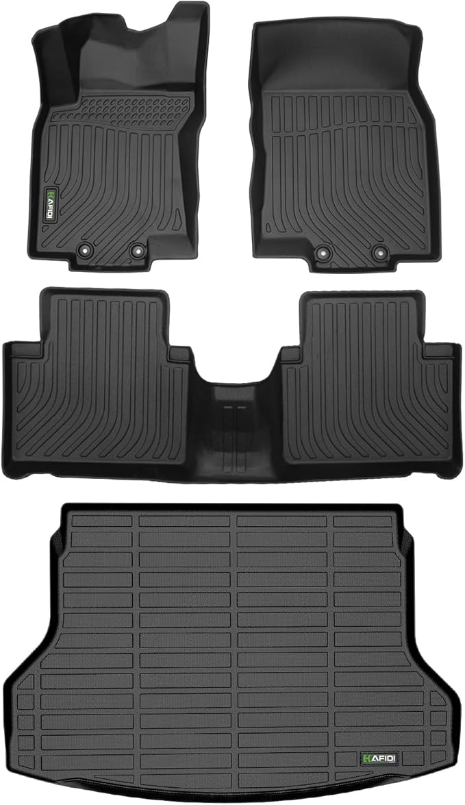 HAFIDI® Floor Mats & Cargo Liner Set Fit for 2014-2020 Nissan Rogue (Not Sport) All Weather Protection TPE Anti-Slip Automotive Full Set Floor Liners Custom Accessories - Black
