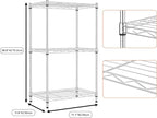 M MZG 3-Tier Metal Wire Shelving Rack with Wheels – Chrome 11.8"D x 17.7"W x 28.8"H