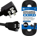 20 ft Heavy Duty Appliance Extension Cord, 14 AWG, 15A 125V 1875W, 3 Prong Flat Plug, ETL Listed, Short Power Extension Cable for Air Conditioner, Refrigerator, Microwave, Indoor Use, Black