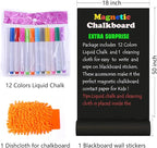 Magnetic Chalkboard Contact Paper 50"x18" Self Adhesive Magnet Wall Board Sticker with 12 Color Chalk for Office Black Chalk Board Wallpaper Roll Alternative to Magnetic Blackboard Paint