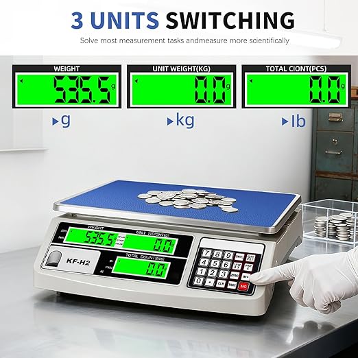 MEIYA Industrial Counting Scale, 30kg/0.5g Digital Coin Scale for Coin, Parts, High Precision Electronic Gram Scale with RS232 Port for Connecting Computer or Printer,kg/g/lb Switching, LCD Display