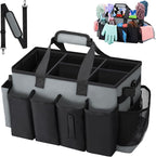 Wearable Large Cleaning Caddy Bag for Housekeeper, Clean Supply Organizer with Adjustable Shoulder, Waist & Handle Straps, Detailing Bag for Kitchen Supplies (Black&Gray)