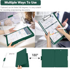 Clipboard with Storage,Heavy Duty Clip Boards 8.5x11 with 2 Storage Case,Clear Visible Top Panel Storage Clipboards,Side Opening Clip Boards,Nursing Clipboard Folder Case for Office Supplies-Emerald