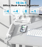 40W Fast Charging Station,Desk Clamp Power Strip,4 USB-C Ports & 8 AC Outlets,Desktop Edge Mount Surge Protector Power Strip,14AWG Heavy Duty Cord,Fit 1.9" Tabletop Edge for Home Office(6Ft Cable)