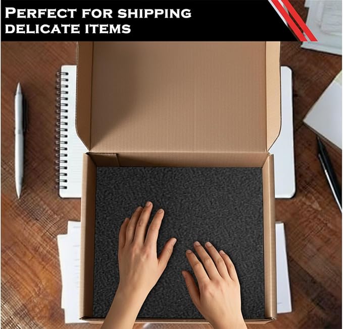 Frienda 8 Pcs Polyethylene Foam Sheet, 12 x 12 x 0.5 Inch Cuttable Packing Foam Pad Cushioning for Tool Box, Cases Craft Shipping Moving and Storage (Black)
