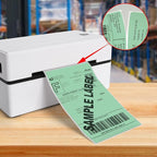 Green Thermal Labels 3 × 5 Inch Vinyl Self-Adhesive Fanfold Direct Shipping Stickers Waterproof Perforated Printer Decal for Office Warehouse Barcode 300 PCS