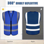 BeautyWill Custom Safety Vest Customized Logo Class 2 High Visibility Reflective Vest with Pockets Construction workwear