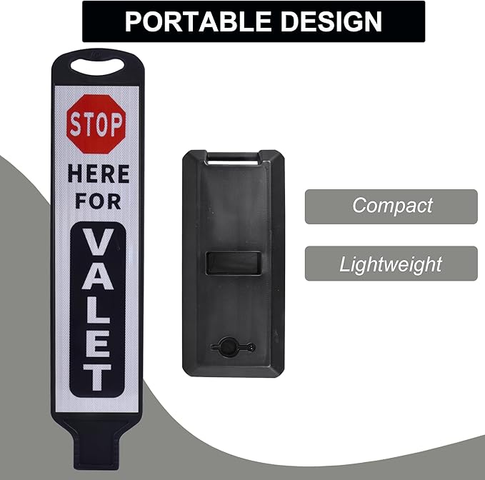 OrangeStar 2-Pack Valet Parking Signs - Double-Sided Reflective Parking Lot Signs with Water-Filled Base, Heavy-Duty Traffic Control for Hotels, Restaurants & Events, White