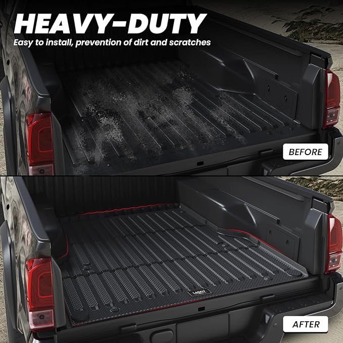 LASFIT Bed Mat for Toyota 2005-2023 Tacoma (5FT,61.3'' Bed) Truck Bed 5ft, All Weather TPE Car Bed Liner for Toyota Tacoma 2023 2022-2005 Accessories Truck Mat &Cargo Liner (Not Fit Drop-in Liners)