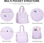 NOL Natural Organic Lifestyle Insulated Lunch Bag for Men/Women,Extra Large Lunch Tote Bag With Removable Adjustable Shoulder Strap with Multi Pockets,Leakproof Cooler Lunch Bag For Work,Light purple