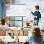 Smart Board Stand for 44"– 75" Interactive Smart Whiteboard, Height Adjustable Mobile Portable Stand with Four Lockable Wheels for Classroom Home Office Business Studio