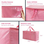 Moving Bags Heavy Duty Extra Large, Moving Boxes, Moving Supplies Essentials,Storage Bins with Lids, Plastic Packing Totes, Storage Bags for Clothes with Handles & Zippers(Pink, 8 Pack)