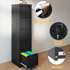 5 Drawer File Cabinet with Lock, Vertical Filing Cabinets for Home Office, Metal Storage Cabinets, Heavy Duty File Cabinet for Letter/Legal/A4/F4 Size Amssebly Required, Black