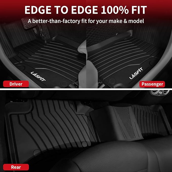 LASFIT Floor Mats & Cargo Mat for Mercedes Benz GLC 2016-2022 GLC300 / GLC350e / GLC43 AMG / GLC63 AMG (Not Fit Coupe), All Weather TPE Floor Liners Fit for GLC Car Mats, 1st & 2nd Row & Trunk Mat