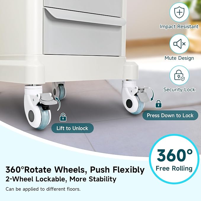 Mobile Ultrasound Trolley Cart Portable Ultrasound Imaging Scanner Vehicle Medical Beauty Storage Cart 115LBS Load with 4 Wheels 2 Brake for Hospital Office Bedroom Medical Clinic