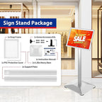 Pedestal Sign holder Stand 8.5x11inch Adjustable Standing Floor Sign Stand with Heavy Base & Snap Frame Display Stand for Indoor Outdoor Business Store Sign Holder Poster Stand (Silver)