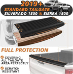 TripleAliners Compatible with Chevy Silverado & GMC Sierra 1500 2019-2025 2026 Accessories Standard Tailgate Mat with Tailgate Cap Top Protector Full-Coverage All Weather Truck Bed Cover