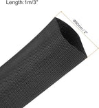 MECCANIXITY Braided Cable Sleeves Heat Shrinkable Fabric Sleeving, 2" 3ft Black 2:1 Ratio Heat Shrinkable Cord Protector for Harness Cable, Network Cable Protection, Cable Management