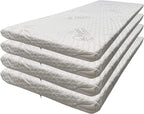 Foamma 0.5” x 30” x 72” High Density Foam Bunk Mattress, Organic Cotton Cover, Made in USA, Comfortable, CertiPUR-US Certified, 4 Pack