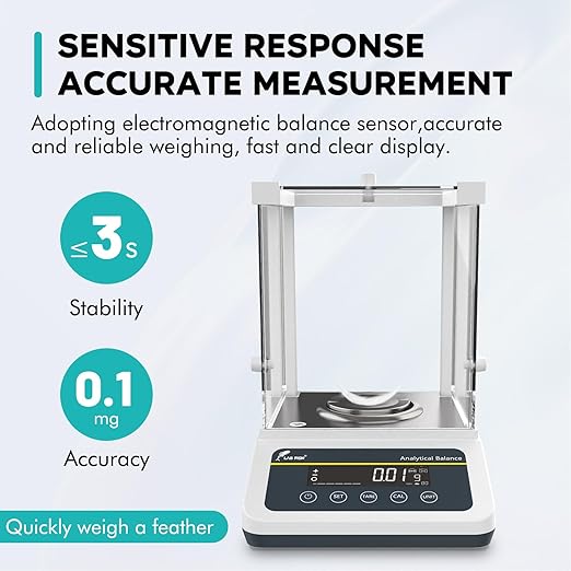 LAB FISH Analytical Balance 220g x 0.1mg Scale High Precision 0.0001g Accuracy Digital Lab Scale Internal & External Calibration for Laboratory Pharmacy Jewelry