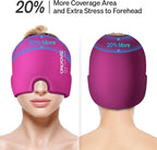 ONLYCARE Migraine Relief Cap, Upgraded Odorless Migraine Ice Head Wrap, Headache Relief Hat for Migraine, Hot Pink