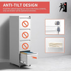4 Drawer File Cabinet with Wheels,Metal Mobile Filing Cabinets with Lock,White Rolling File Cabinet for Home Office,Heavy Duty Storage Cabinet for A4/Letter/Legal Size File,Assembly Required