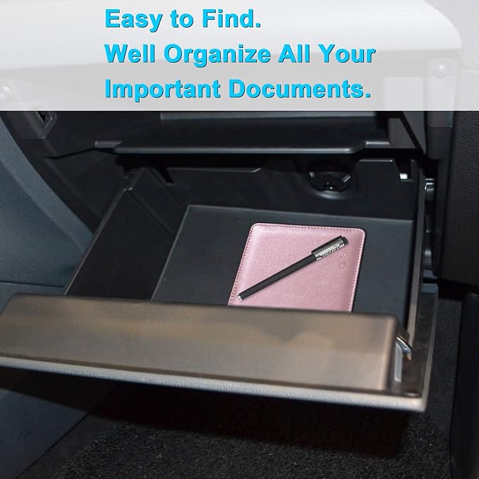 Wisdompro Small Car Registration and Insurance Documents Holder - Premium PU Leather Vehicle Glove Box Paperwork Wallet Case Organizer for ID, Driver's License, Key Contact Information Cards