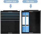 Huolewa File Organizer Box with Lid, Collapsible File Folder Organizer for Office Document Storage, Filing Box with Plastic Slide for Letter Size Hanging File Folders(1 Pack, Powderblue)
