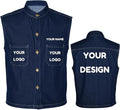 YOWESHOP Men's Reflective Safety Denim Vest，Custom Safety Outdoor Denim Work Vest with Hi-Vis Stripes for Night Commute