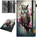 Car Registration and Insurance Holder,Leather Vehicle Glove Box Organizer Wallet for Document,Perfect for any Car,Truck,Motorcycle,Driver License,Trailer or Boat,Men & Women,Cute Owl Roses Flower