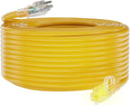 HUANCHAIN 12/3 Gauge Heavy Duty Outdoor Extension Cord 100 ft Waterproof with Lighted end, Flexible Cold-Resistant 3 Prong Electric Cord Outside, 15Amp 1875W 12AWG SJTW, Yellow, ETL