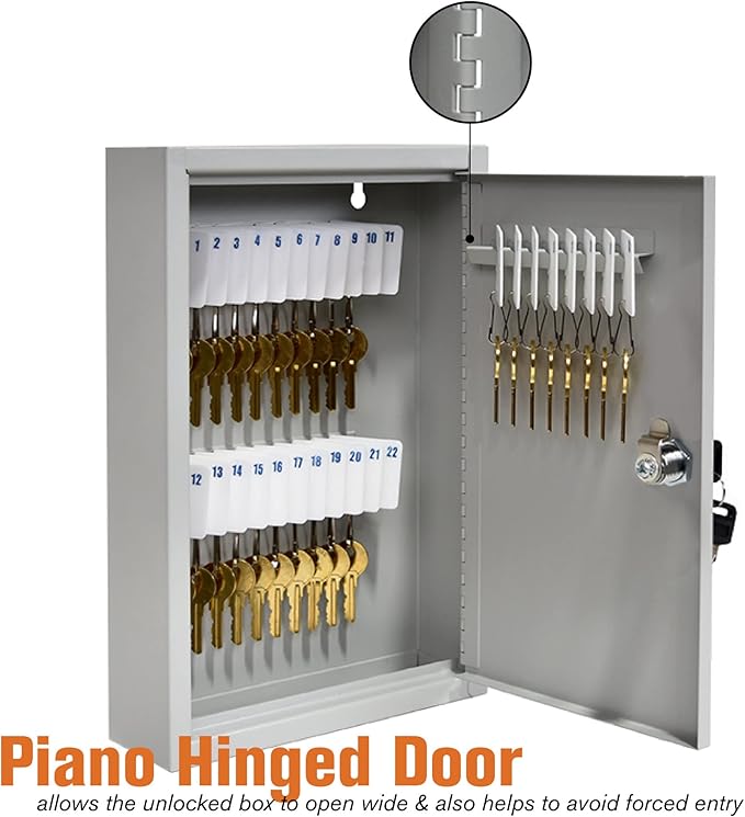 BankSupplies STEELMASTER 30 Key Cabinet | Single Lock Control Key Box | Welded 22 Gauge Steel Construction | Scratch Resistant | Write-On Key Tags for Easy Identification