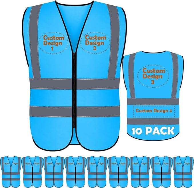 BeautyWill Custom Safety Vest Customized Logo Class 2 High Visibility Reflective Vest with Pockets Construction workwear