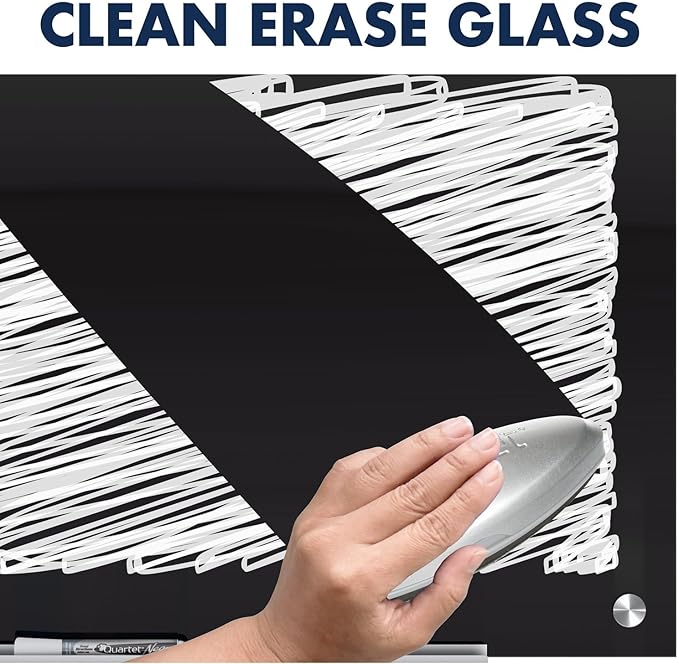Quartet Magnetic Dry Erase Board, 36" x 24" Glass Whiteboard for Wall, Infinity, Black (G3624B)