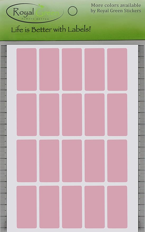 Royal Green Rectangular Pastel Pink Label Stickers Craft Adhesive Rectangles 40mm x 19mm (1.57 inch x 0.75) Great for Envelope Seals - 300 Pack