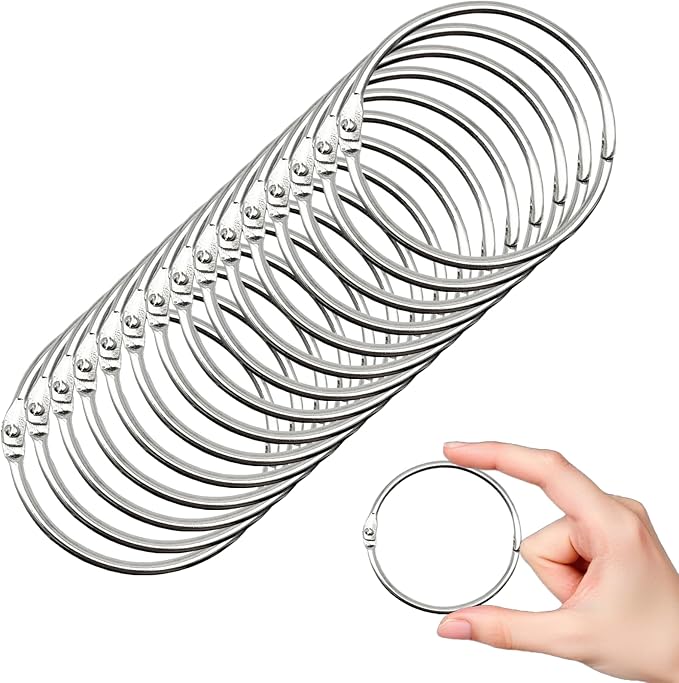 OWLKELA 2 Inch 15 Pack Loose Leaf Binder Rings, Keychain Key Ring with Metal Nickel Plated for Index Cards, Ideal for School, Home, or Office
