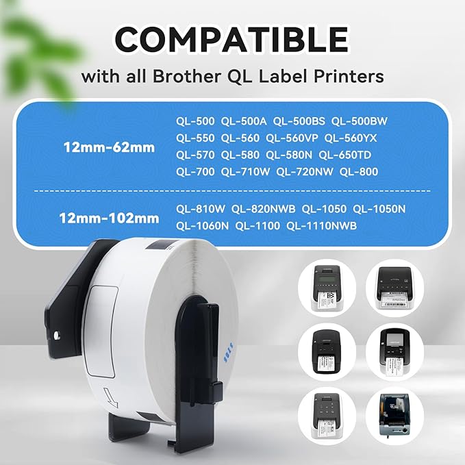 Suminey - Compatible Address Labels Replacement for Brother DK-1201 (1.1 in x 3.5 in), Use with Brother QL Label Printers [10 Rolls/4000 Labels + 1 Frame]